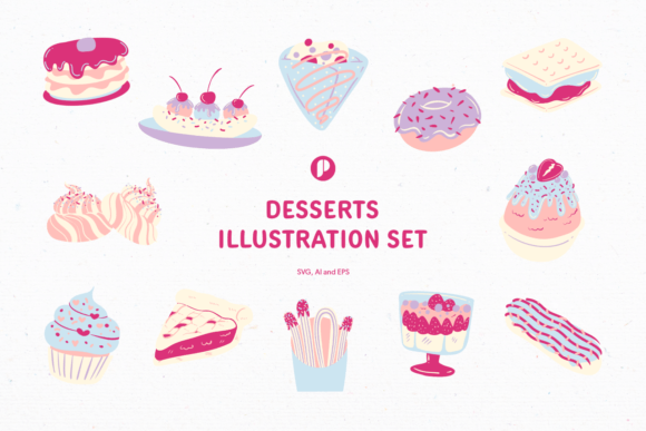 Download Sweet Dessert Illustration Set - Dessert illustration Collection