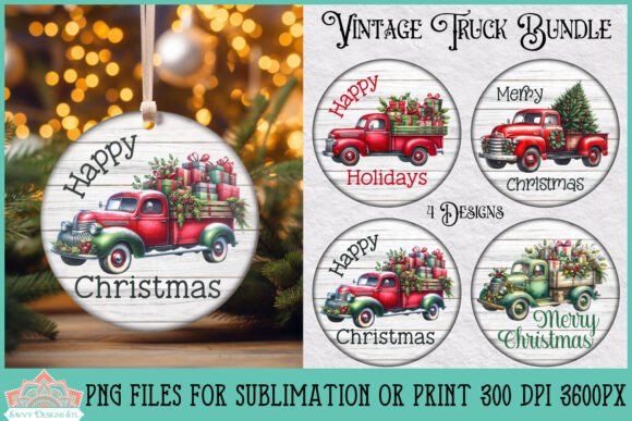 Download Vintage Truck Christmas Rounds Bundle - Christmas rounds Collection