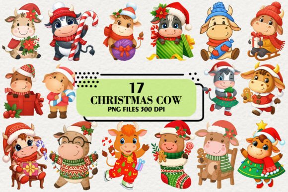 Download Cute Christmas Cow Clipart - Christmas cow clipart Collection