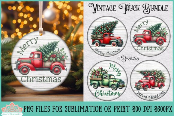 Download Vintage Truck Christmas Rounds Bundle - Christmas rounds Collection