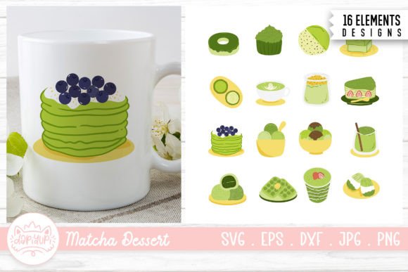 Download Matcha Dessert Illustration Bundle - Dessert illustration Collection