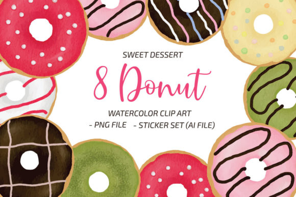 Download Watercolor Donut Dessert Illustration - Dessert illustration Collection